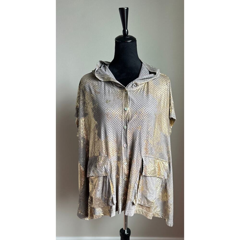 ALEMBIKA Abstract Relaxed Short Sleeved Jacket in Gray Size XS